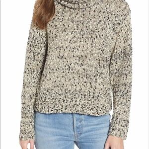 Moon River black tan white Metallic turtleneck Sweater size small